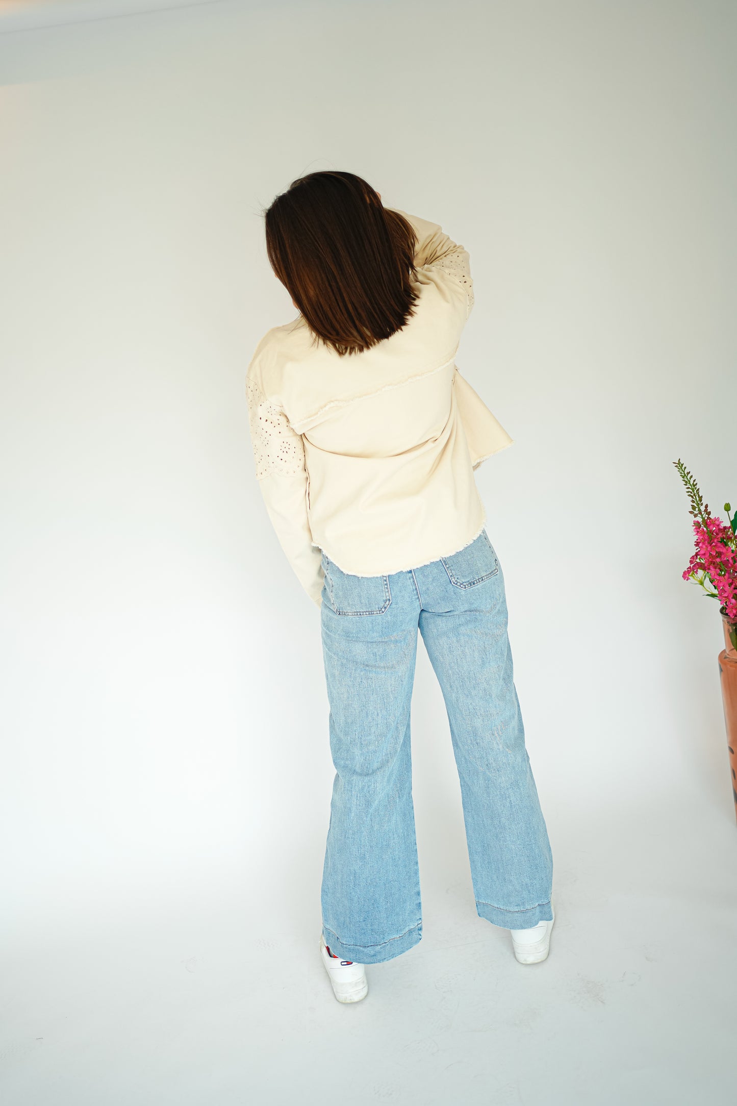 Only Elena Crochet Jacket Light Beige