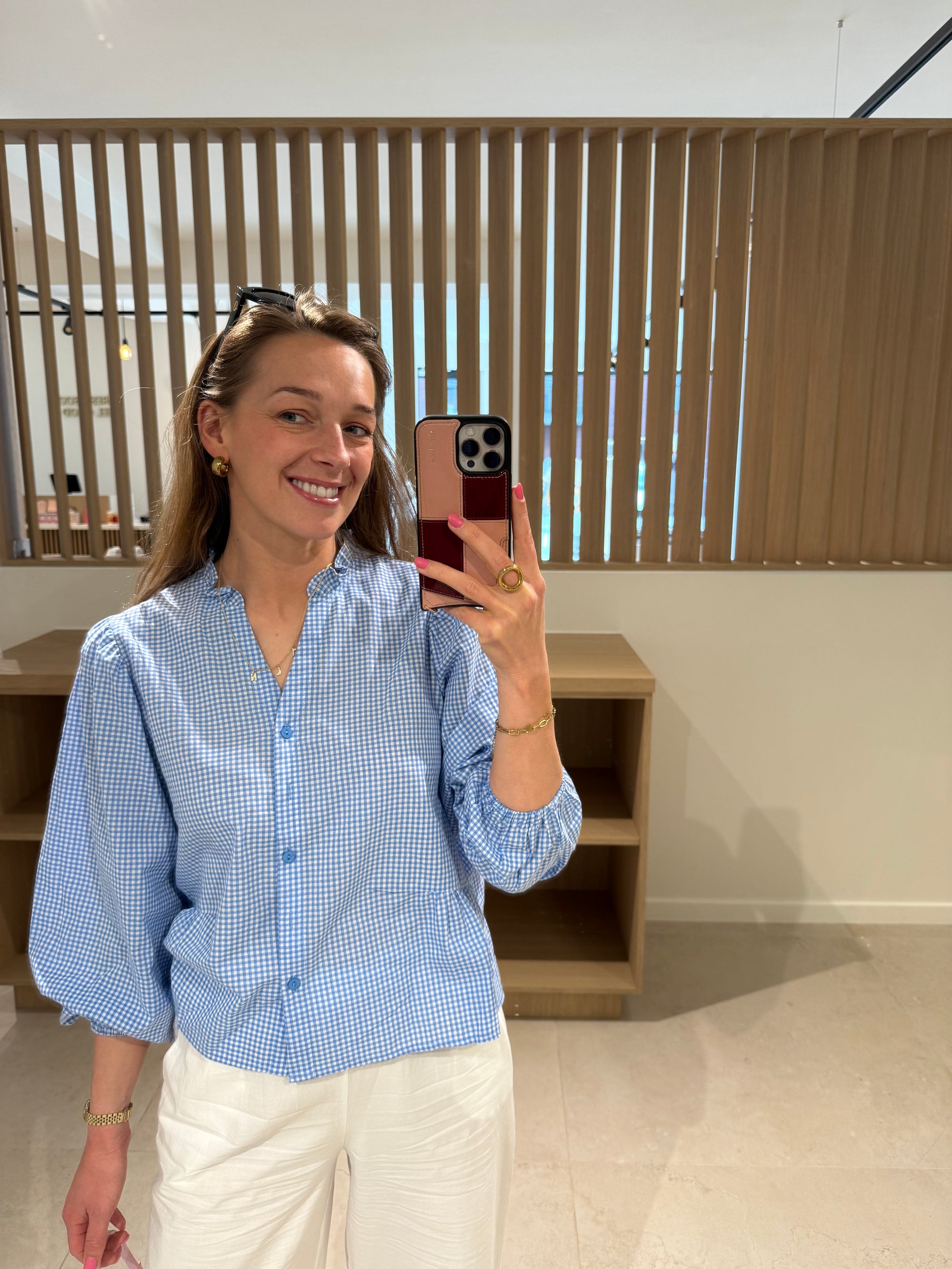 Elize Blouse Blue Ruit