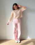 Only Asa knit gehaakt geel-roze