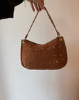 Suede  studs bag camel