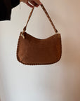 Suede  studs bag camel